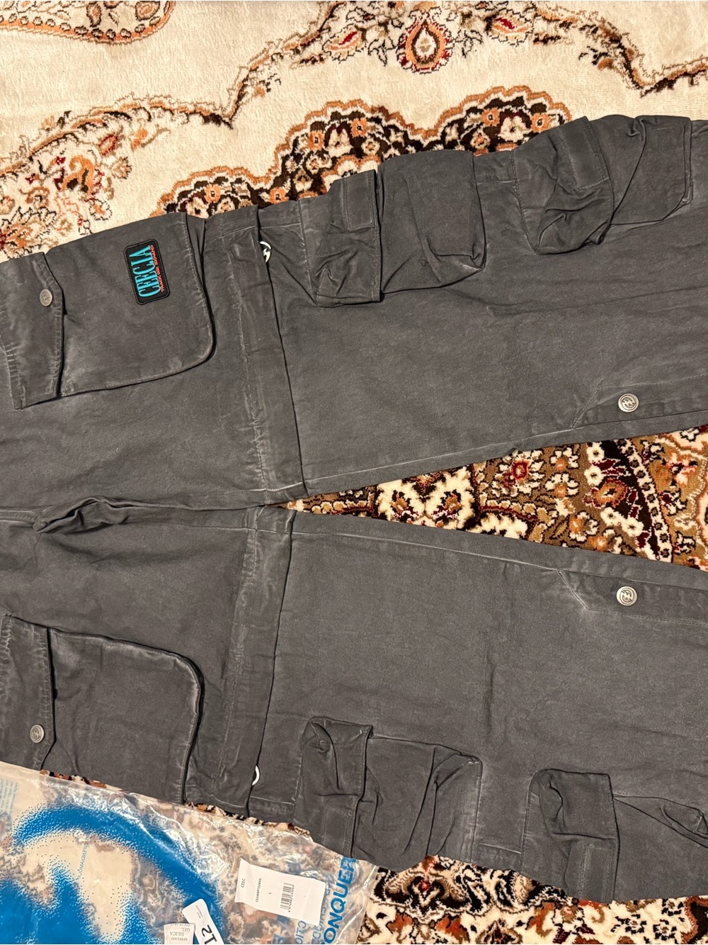 Men's Charcoal Cargo Pants with Multi-Pocket Utility -